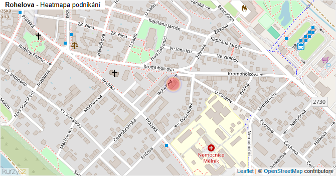 Rohelova - mapa podnikání