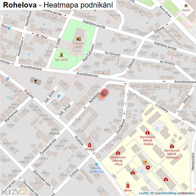 Mapa Rohelova - Firmy v ulici.