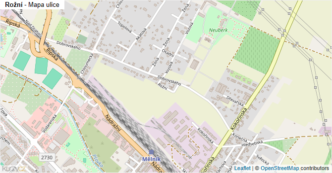 Rožní - mapa ulice