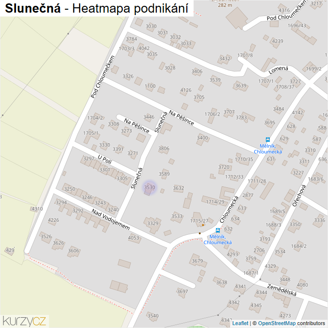 Mapa Slunečná - Firmy v ulici.