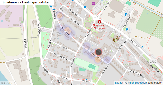 Smetanova - mapa podnikání
