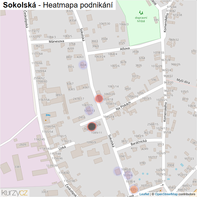 Mapa Sokolská - Firmy v ulici.