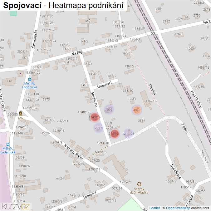 Mapa Spojovací - Firmy v ulici.