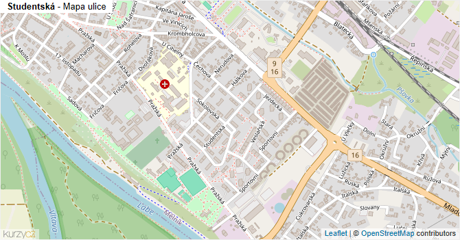 Studentská - mapa ulice