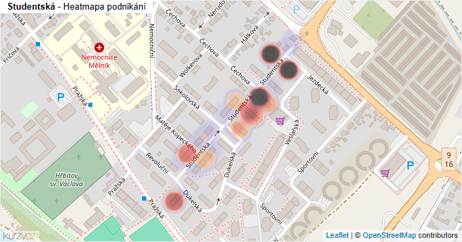 Studentská - mapa podnikání
