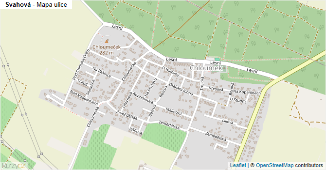 Svahová - mapa ulice