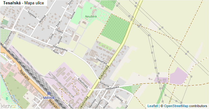Tesařská - mapa ulice