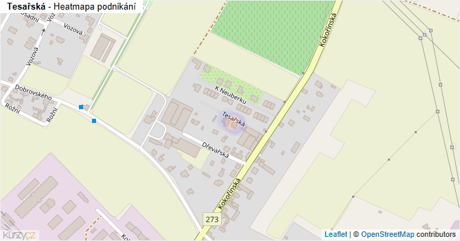 Tesařská - mapa podnikání