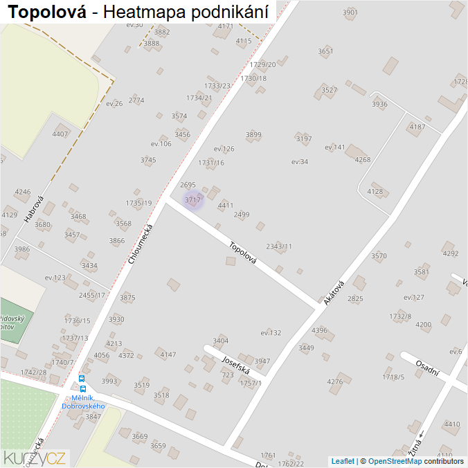 Mapa Topolová - Firmy v ulici.