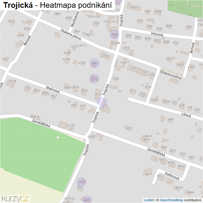 Mapa Trojická - Firmy v ulici.