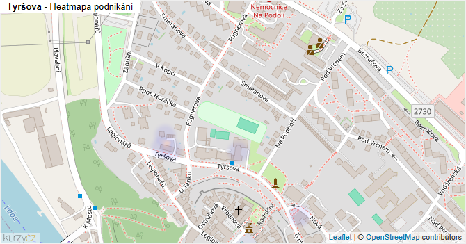 Tyršova - mapa podnikání