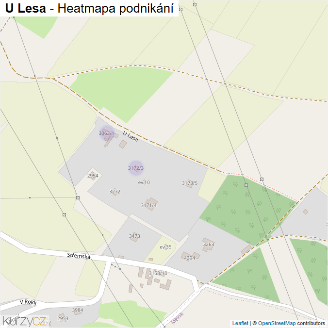 Mapa U Lesa - Firmy v ulici.