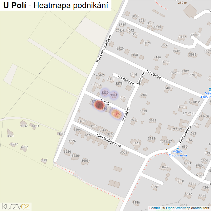 Mapa U Polí - Firmy v ulici.