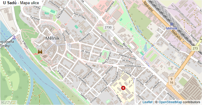 U Sadů - mapa ulice