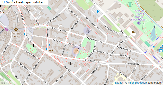 U Sadů - mapa podnikání