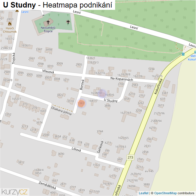 Mapa U Studny - Firmy v ulici.