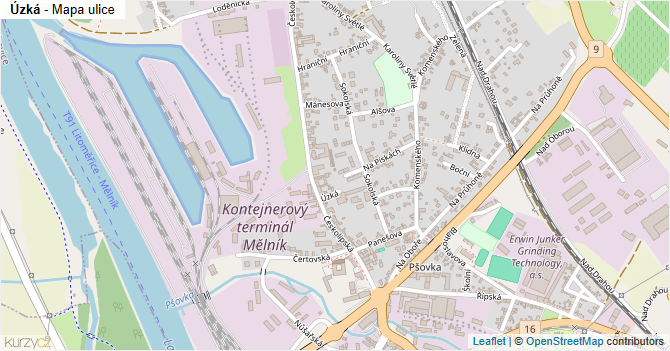 Úzká - mapa ulice