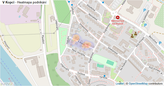 V Kopci - mapa podnikání