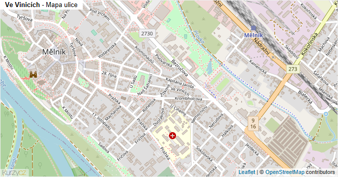 Ve Vinicích - mapa ulice