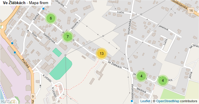 Ve Žlábkách - mapa firem