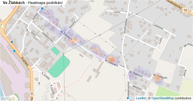 Ve Žlábkách - mapa podnikání