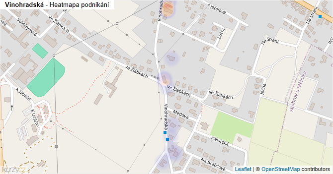 Vinohradská - mapa podnikání