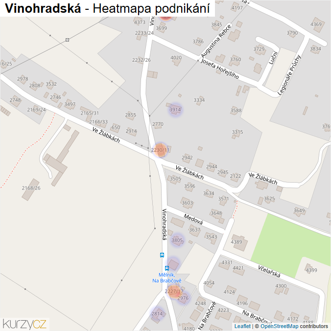 Mapa Vinohradská - Firmy v ulici.