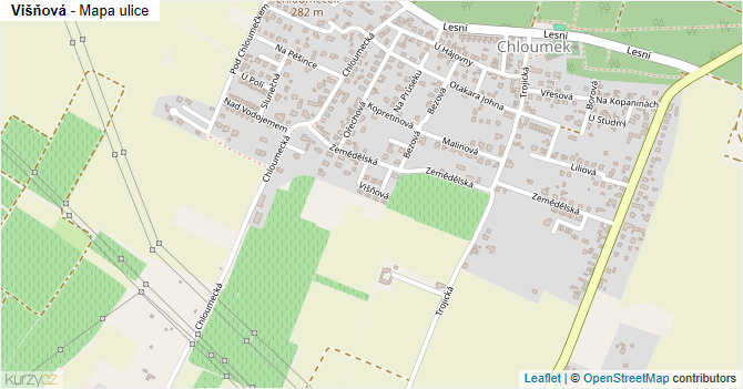 Višňová - mapa ulice