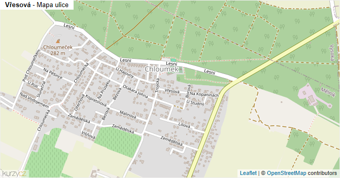 Vřesová - mapa ulice