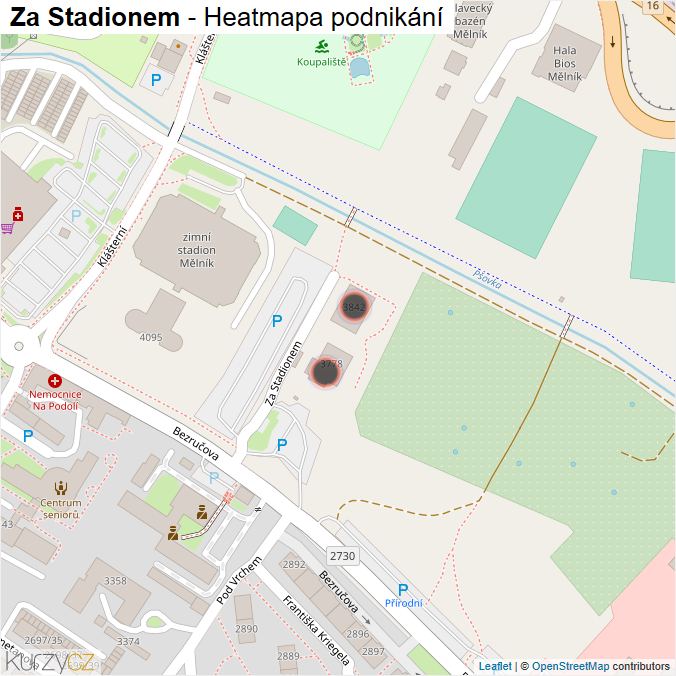 Mapa Za Stadionem - Firmy v ulici.