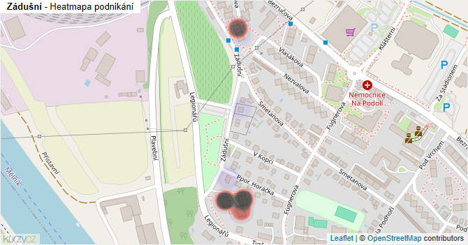 Zádušní - mapa podnikání