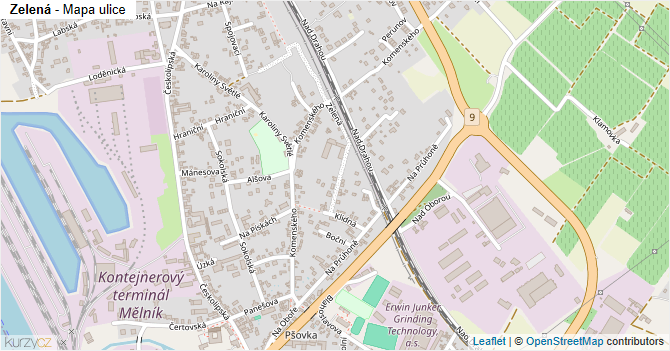 Zelená - mapa ulice