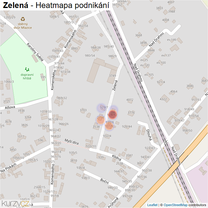 Mapa Zelená - Firmy v ulici.