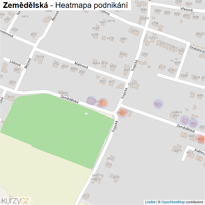 Mapa Zemědělská - Firmy v ulici.