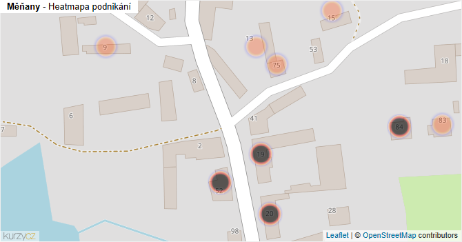 Měňany - mapa podnikání