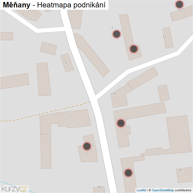 Mapa Měňany - Firmy v obci.