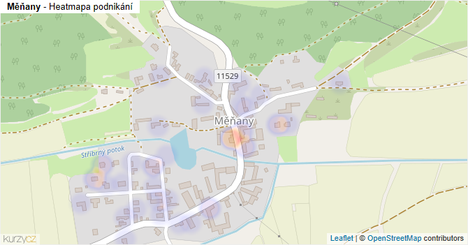 Měňany - mapa podnikání