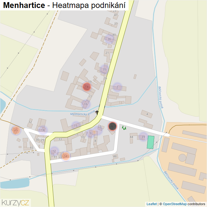 Mapa Menhartice - Firmy v části obce.