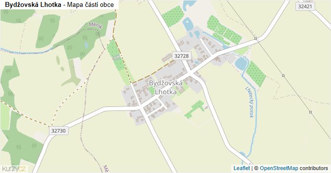 Bydžovská Lhotka - mapa části obce