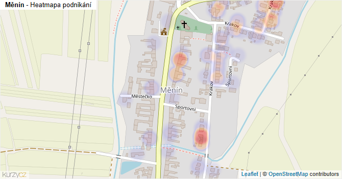 Měnín - mapa podnikání