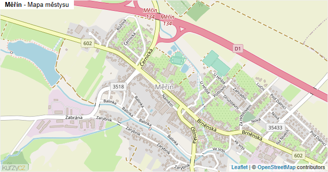 Měřín - mapa městysu