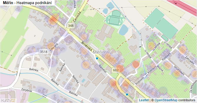 Měřín - mapa podnikání