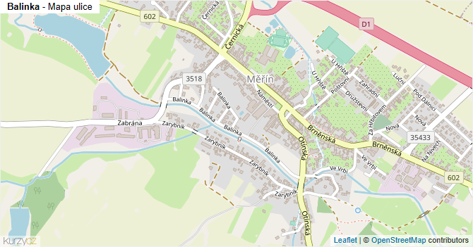 Balinka - mapa ulice
