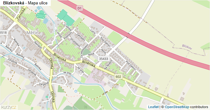 Blízkovská - mapa ulice