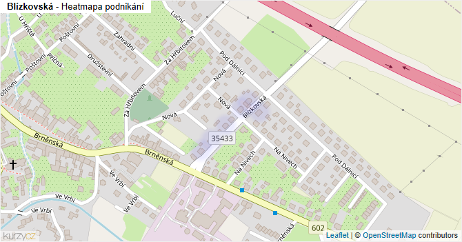 Blízkovská - mapa podnikání