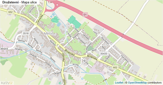 Družstevní - mapa ulice