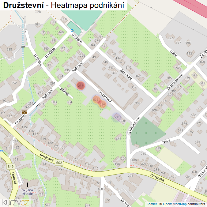 Mapa Družstevní - Firmy v ulici.
