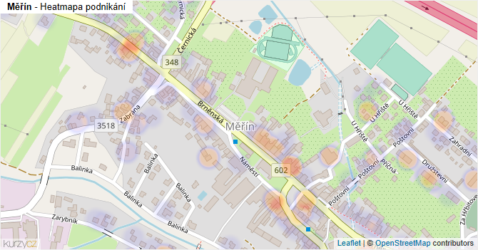 Měřín - mapa podnikání