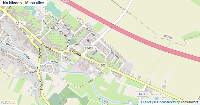 Na Nivech - mapa ulice
