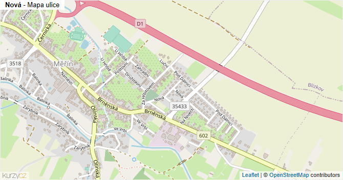 Nová - mapa ulice